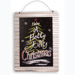 20" HANGING CORRUGATED METAL HOLIDAY PLAQUE