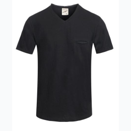 Men's  Hawsk's Bay Raw Edge Slub V-Neck T in Black