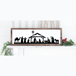 Nativity Scene Wood Sign