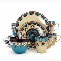 Elama Clay Heart 16 Piece Luxurious Stoneware Dinnerware  Set