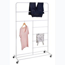 Rolling Multi-Section T-Bar Clothes Drying Rack