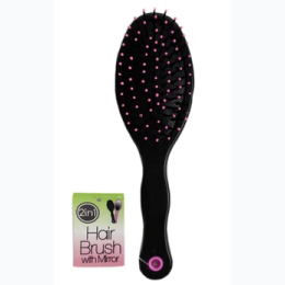 Cushioned Hair Brush with Mirror