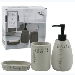 3pc Simply Home Cement Bathroom Set- Gray