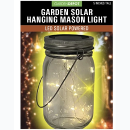 Hanging Glass Jar Filled with Solar Power Twinkle Lights