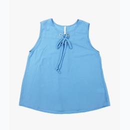 Junior's Sleeveless Grommet Lace Up Detail Top In Blue