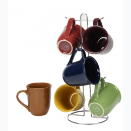 Gibson Home Cafe Amaretto 7pc Mug Set With Wire Rack