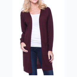 Women's Box-Packaged Tocco Reale Wool Blend Long Open Cardigan -4 Color Options