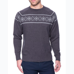 Men's Box-Packaged Premium Cotton Crew Neck Sweater with Fair Isle Stripe - 2 Color Options