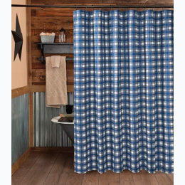 Virah Bella® Collection 13Pc. "Lincoln Plaid Blue" Shower Curtain Set