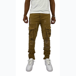 Men's Distressed Cargo Skinny Jean - 3 Color Options