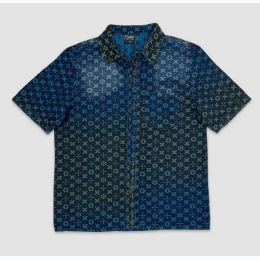 Men's Pattern Gradient Denim Shirt in Indigo - SIZE 3XL