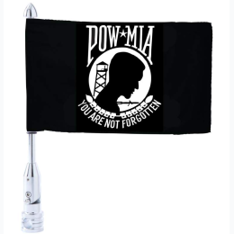 Diamond Plate™ Motorcycle Flagpole Mount and POW/MIA Flag