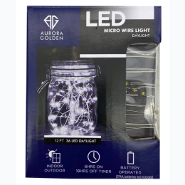 Aurora Golden Battery Operated 12 Foot LED Micro Wire Light in Daylight