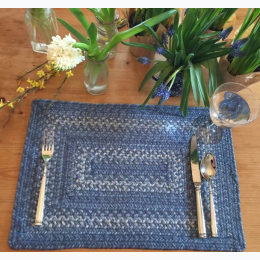 HomeSpice Decor - Denim Blue Jute Braided 13"X 19" Retangular Placemat