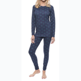 Women's Extreme Cold Waffle Knit Thermal Set - Aztec Navy/Teal