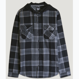 Men's Double Pocket Plaid Hooded Flannel Shirt - 2 Color Options