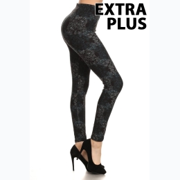 Women's Extended Plus Multi Print High Waisted Leggings - One Size Fits Most - 3X - 4X