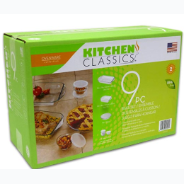 9 Pc Glass Bakeware Set Kitchen Classics Ovenware