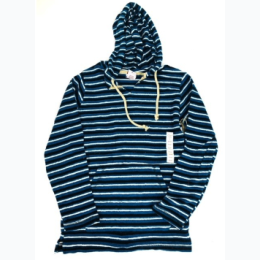 Women’s Striped French Terry Pullover Hoodie - Stripe Pattern & Shades of Color Will Vary