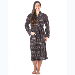 Womens Microfleece Soft Spa Robe - Nordic Dark Grey