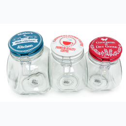 3 PIECE GLASS JAR SET