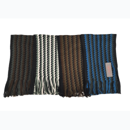 Unisex Multi Tone Pattern Scarf w/ Fringe - Zig Zag