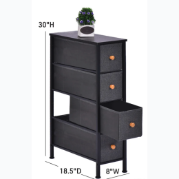 18.5"D x 8"W x 30"H 4 Drawer Slim Storage Tower