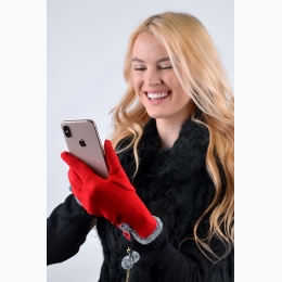 Women's Fleece Lined Fur & Pom Accent Touchscreen Gloves - 4 Color Options