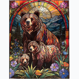 Grizzly Family - Stained Glass - Everyday Throw