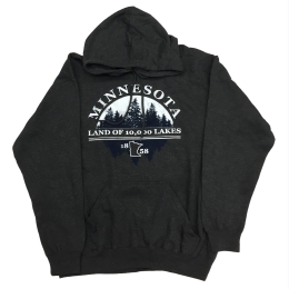 Unisex Classic Logo Hoodie in Charcoal - Minnesota - 1858 - Size Large