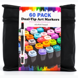 60 Piece Dual Tip Art Markers Set in Assorted Colors with Case