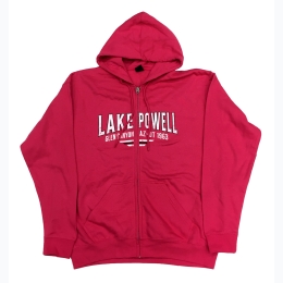 Unisex Classic Logo Zip Up Hoodie in Pink - Lake Powell Glen Canyon - Size XLarge