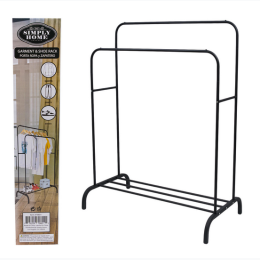 57" H Double Bar Clothes Rack - Black Metal