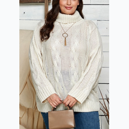 PLUS Size OVERSIZED TURTLE NECK PULLOVER SWEATER - 2 Color Options