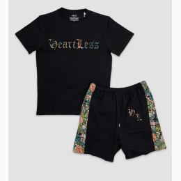 Men's Heartless Tapestry Detail Short Set - 3 Color Options