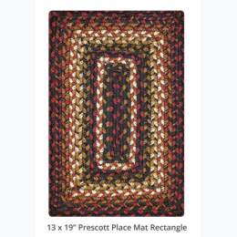 HomeSpice Decor - Prescott Black - Burgundy Jute Braided 13"X 19" Retangular Placemat