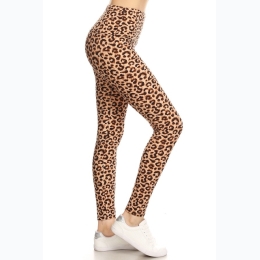 Women's High Waisted Leopard Print Leggings - One Size Fits Most - Size 2-12