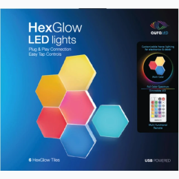 Aura LED 6 Piece Hex Glow LED Lights with Remote